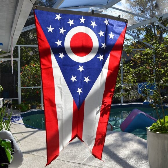 Ohio State Flag Burgee Red Blue White Made In USA Valley Forge Commercial Grade - Picture 5 of 5